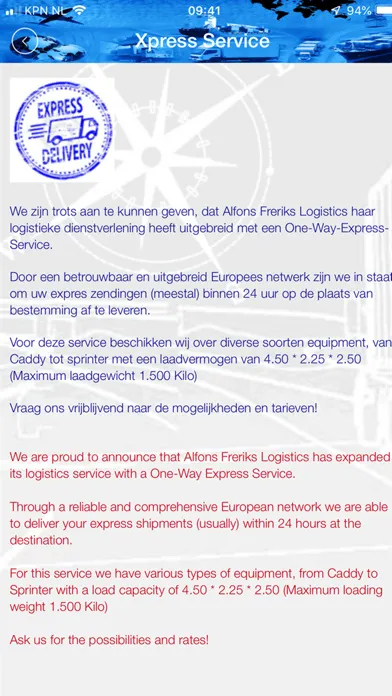 Tangkapan skrin Alfons Freriks Logistics