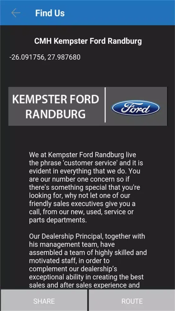 Tangkapan layar CMH Ford Randburg