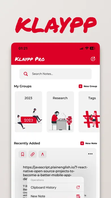 ภาพหน้าจอของ Klaypp: Clipboard Manager