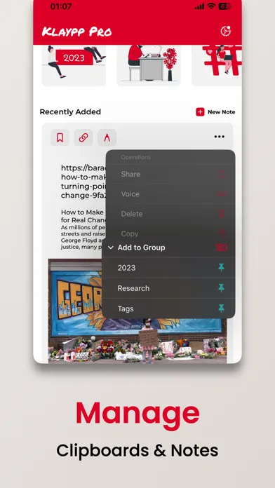 ภาพหน้าจอของ Klaypp: Clipboard Manager