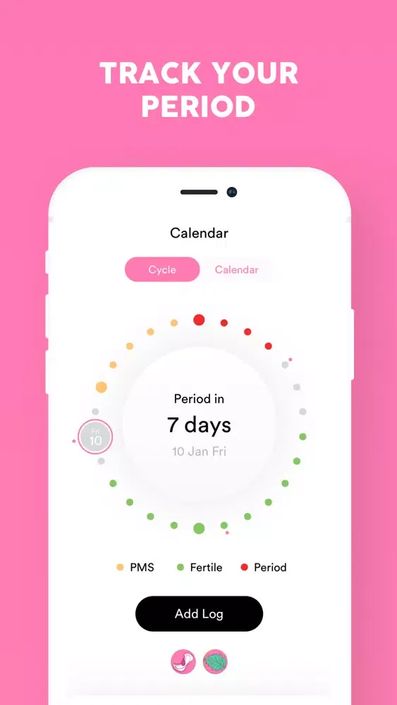 Zrzuty ekranu Periodly, Period Cycle Tracker