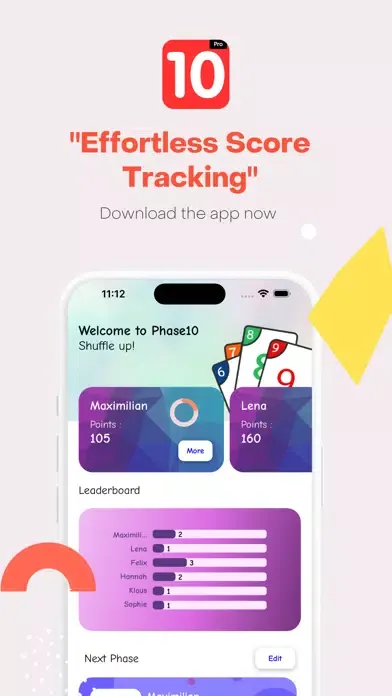 Zrzuty ekranu Phase 10 Scoreboard Pro