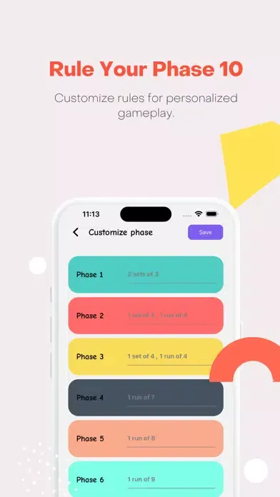 Zrzuty ekranu Phase 10 Scoreboard Pro