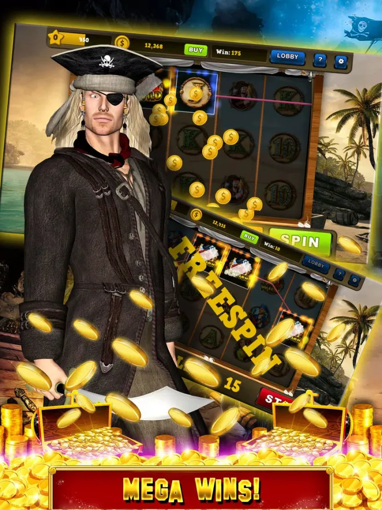 Скриншоты Pirates Treasure Slots Machines: Casino Free Mega Slot Tournament for fun! Legends of 7's Jackpot iPad 