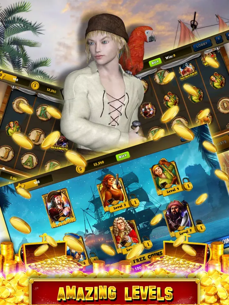 Скриншоты Pirates Treasure Slots Machines: Casino Free Mega Slot Tournament for fun! Legends of 7's Jackpot iPad 
