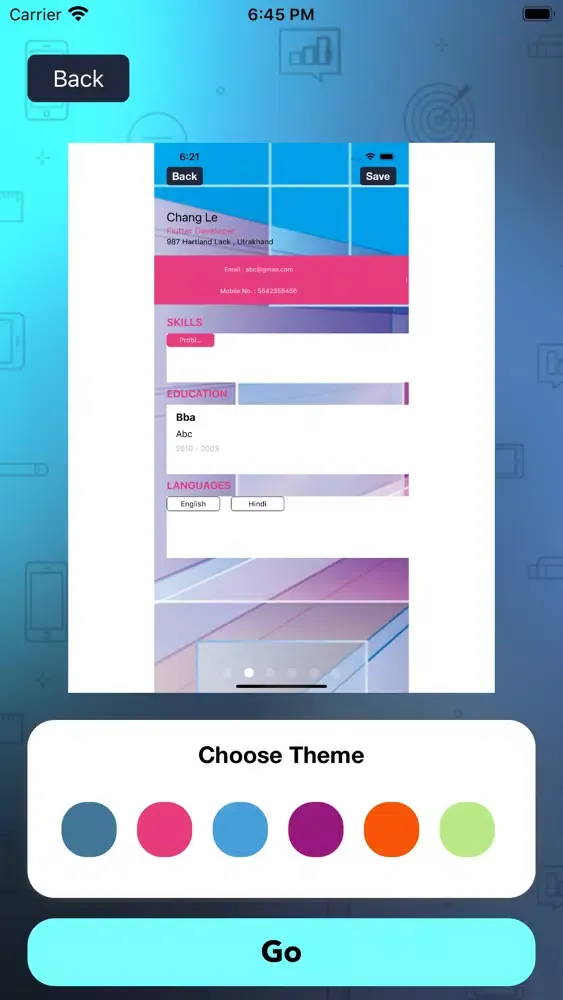 ภาพหน้าจอของ Quick Nimble CV Generator