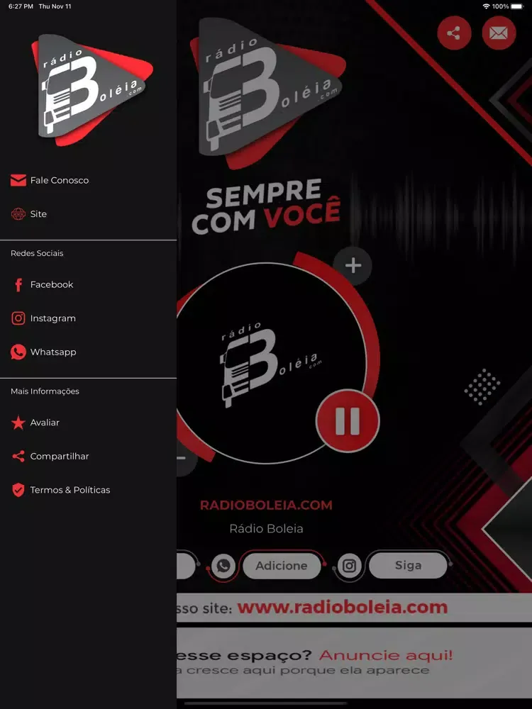 Ảnh chụp màn hình của Rádio Boleia iPad 