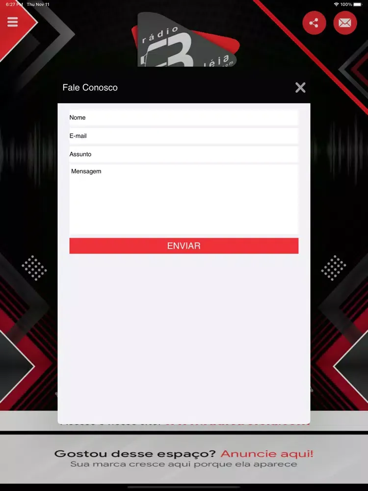 Ảnh chụp màn hình của Rádio Boleia iPad 