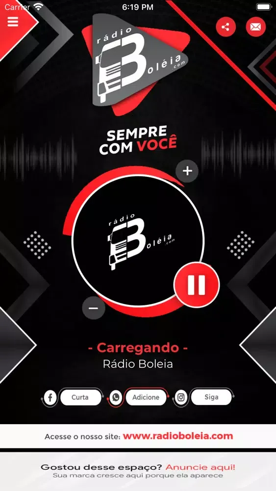 Ảnh chụp màn hình của Rádio Boleia