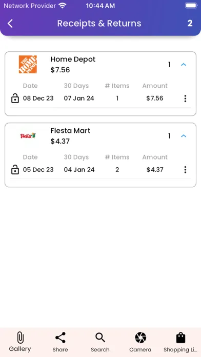 تصاویر Receipts and Returns
