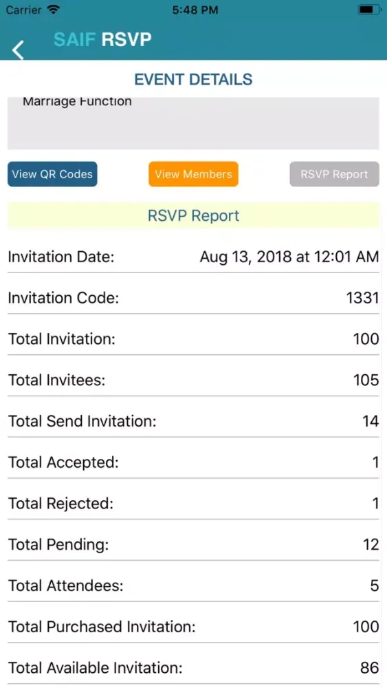 Zrzuty ekranu SAIF RSVP
