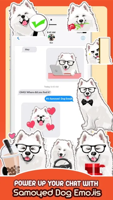 Capturas de tela do Samoyed Dog Emoji Sticker Pack