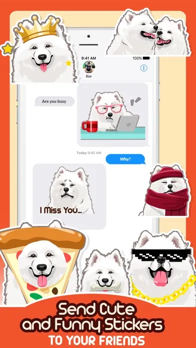 Capturas de tela do Samoyed Dog Emoji Sticker Pack
