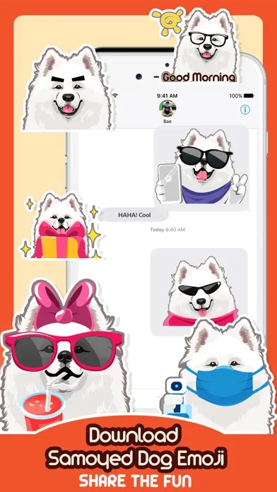 Capturas de tela do Samoyed Dog Emoji Sticker Pack