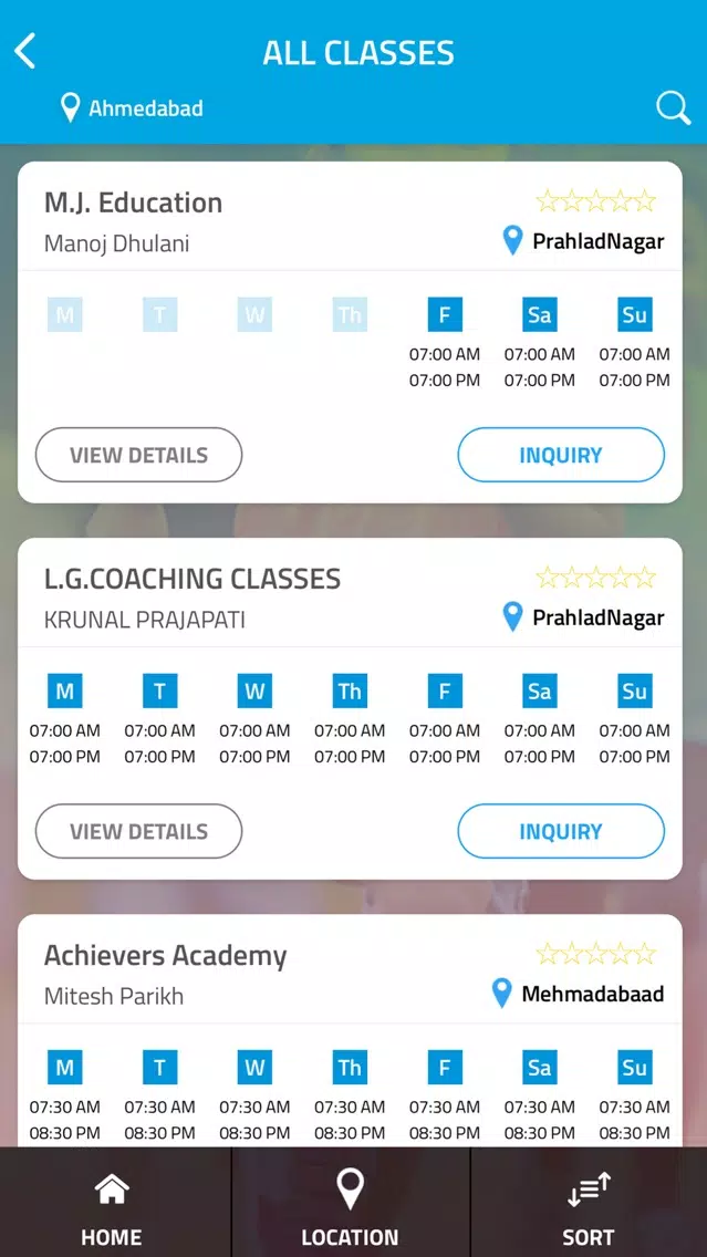 Screenshot di Search Classes