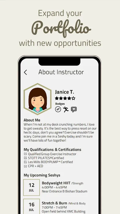 Tangkapan layar Seshy for Studio & Instructors