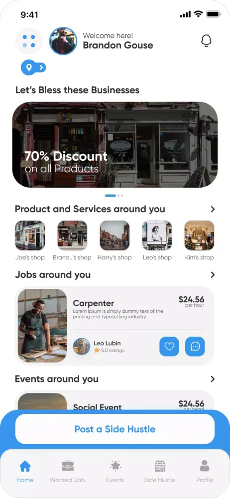 Screenshot di Side Hustle MarketPlace
