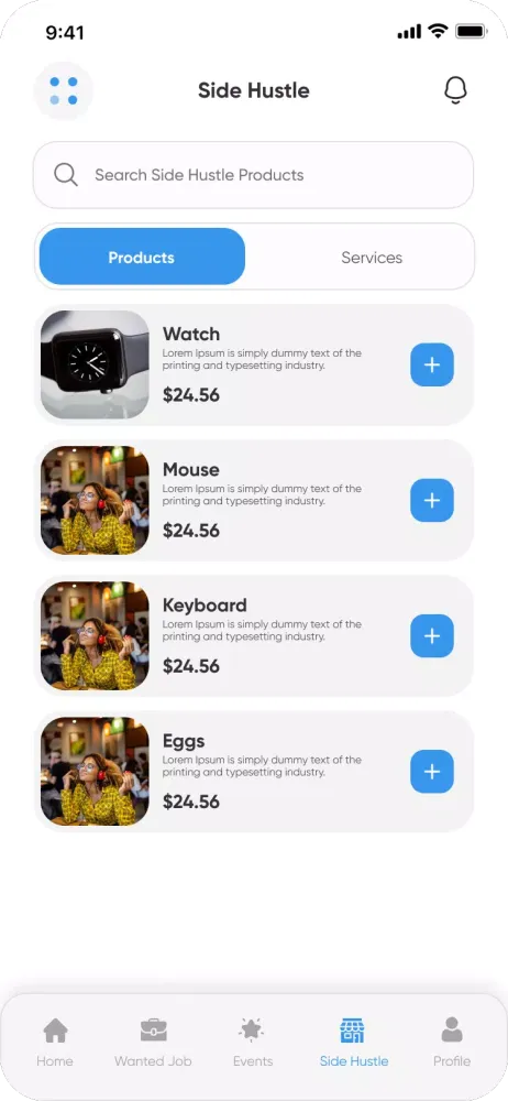 Screenshot di Side Hustle MarketPlace
