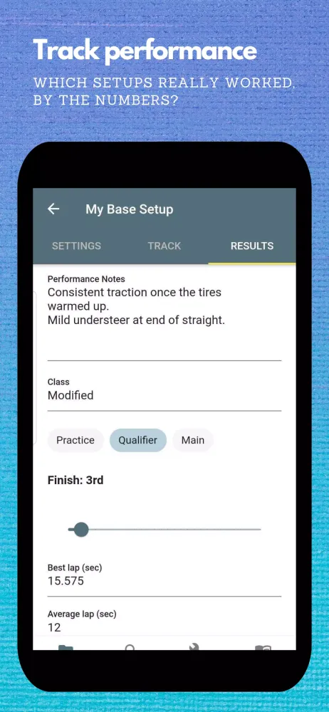 Captures d'écran de RC Setup App & Race Log