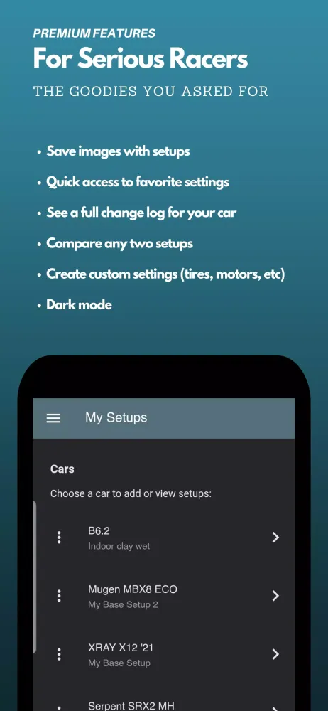 Captures d'écran de RC Setup App & Race Log