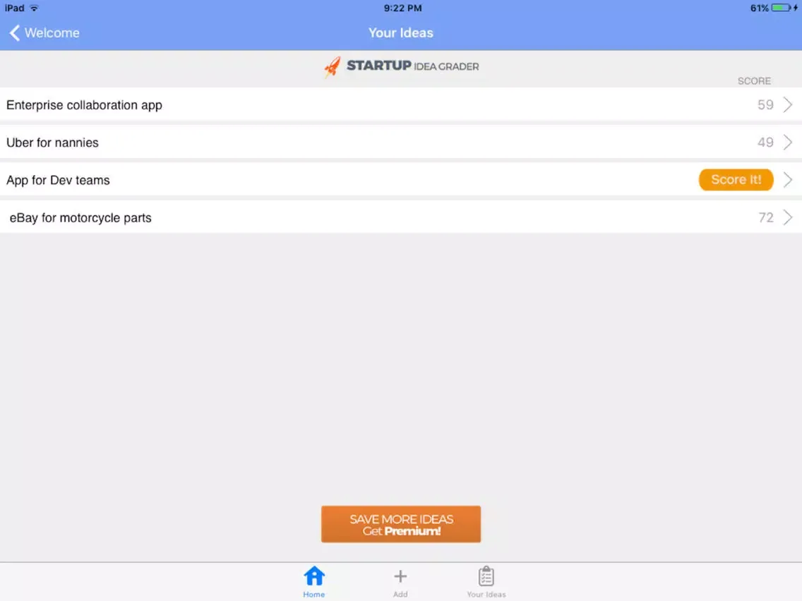 Startup Idea Grader iPad 應用截圖