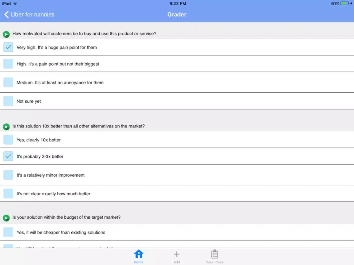 Startup Idea Grader iPad 應用截圖