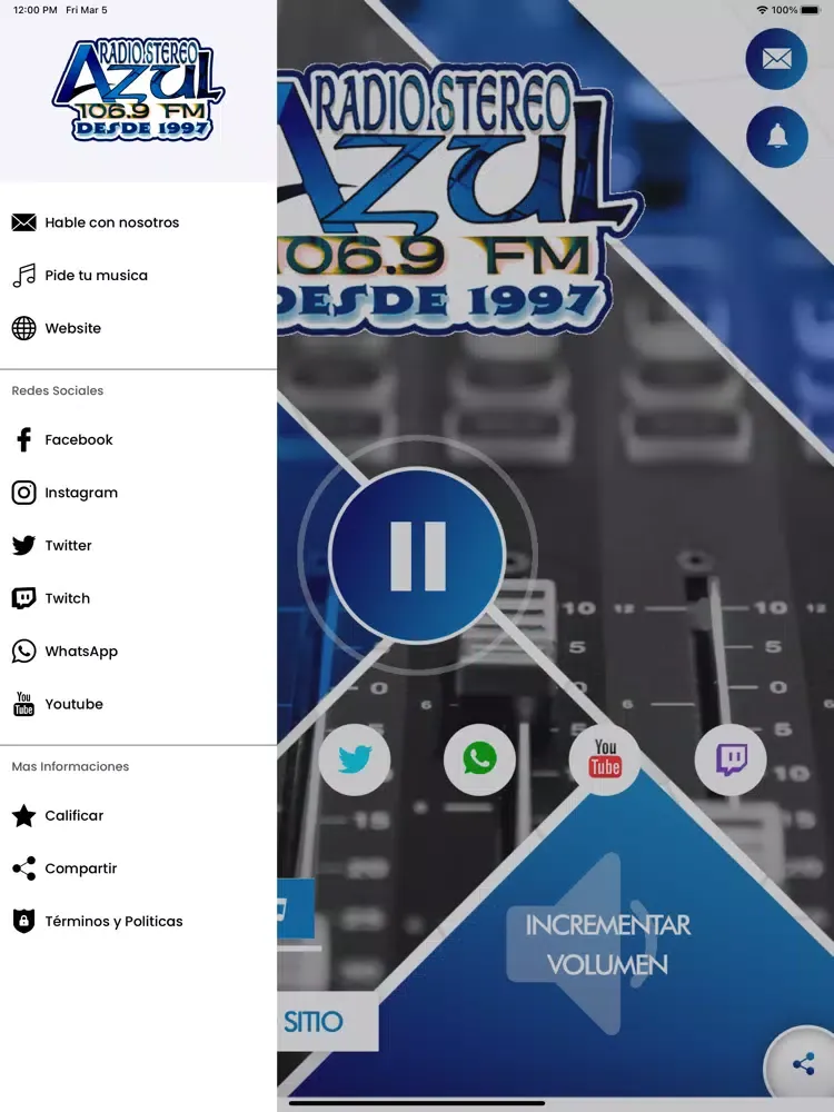 Zrzuty ekranu Radio Stereo Azul RSA iPad 