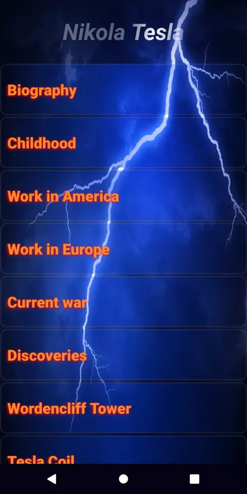 Ảnh chụp màn hình của Nikola Tesla. Biography.