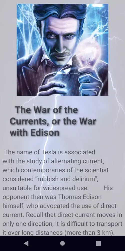 Ảnh chụp màn hình của Nikola Tesla. Biography.