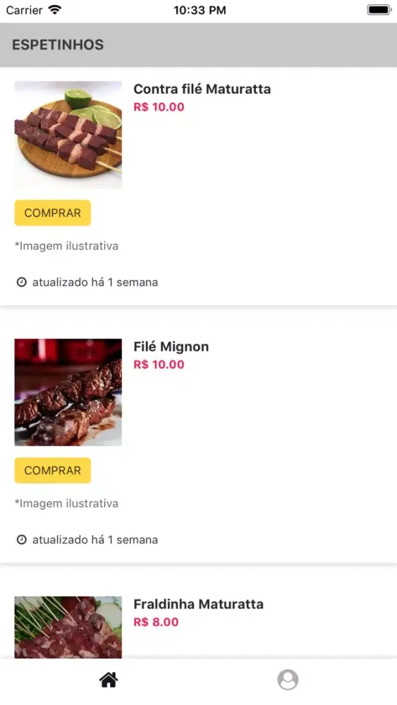Capturas de tela do Dito Espetaria