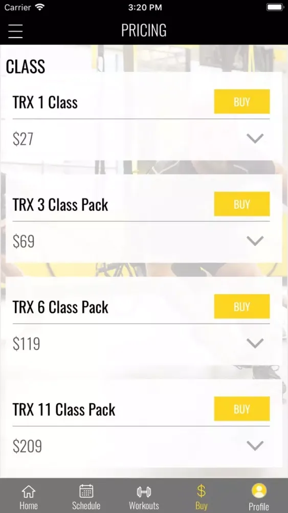 Capturas de pantalla de TRX Training Center.