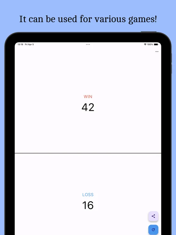 Win-Loss Counter iPad 應用截圖