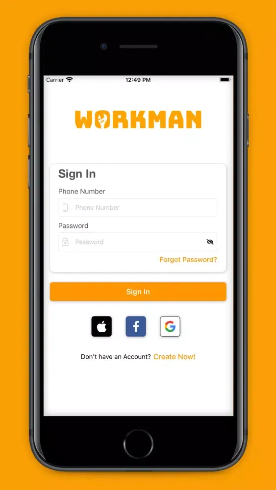 Capturas de tela do Workman App
