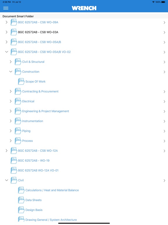 Tangkapan layar SmartProject iPMS iPad 