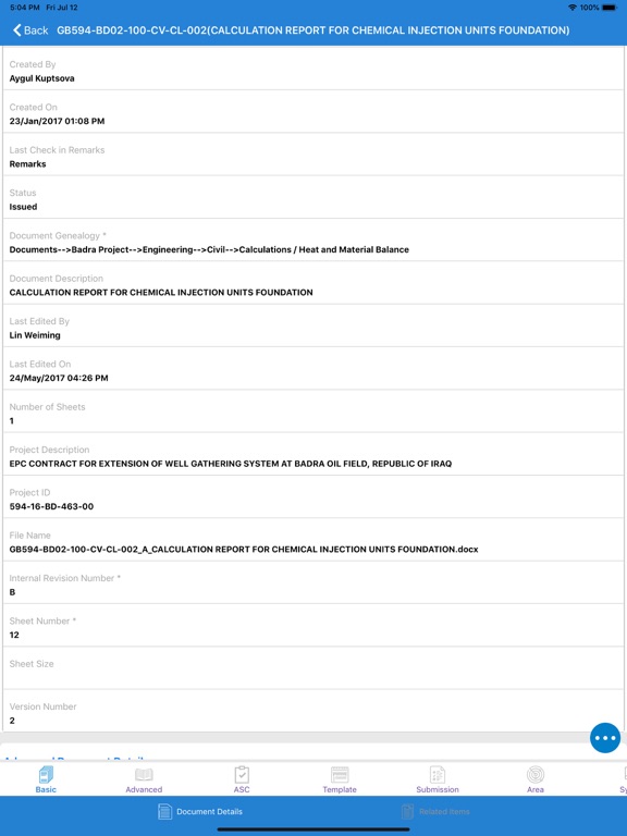 Tangkapan layar SmartProject iPMS iPad 