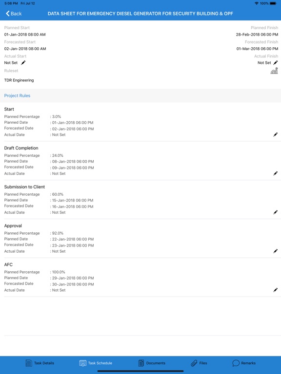 Tangkapan layar SmartProject iPMS iPad 