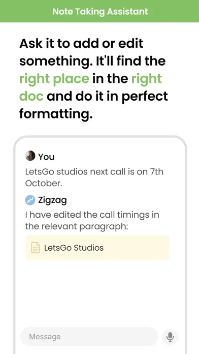 Capturas de tela do Zigzag AI-Copilot for teamwork
