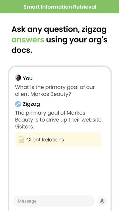Capturas de tela do Zigzag AI-Copilot for teamwork