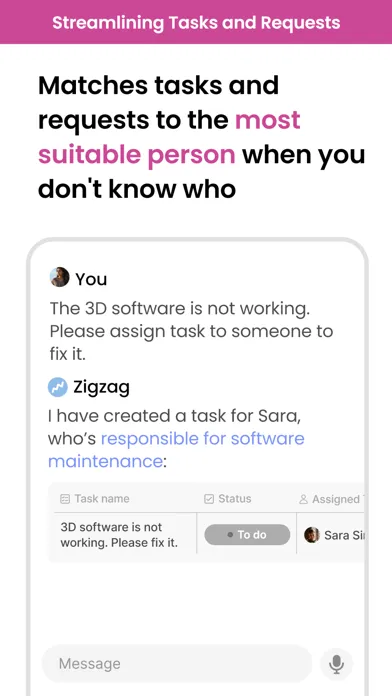 Capturas de tela do Zigzag AI-Copilot for teamwork