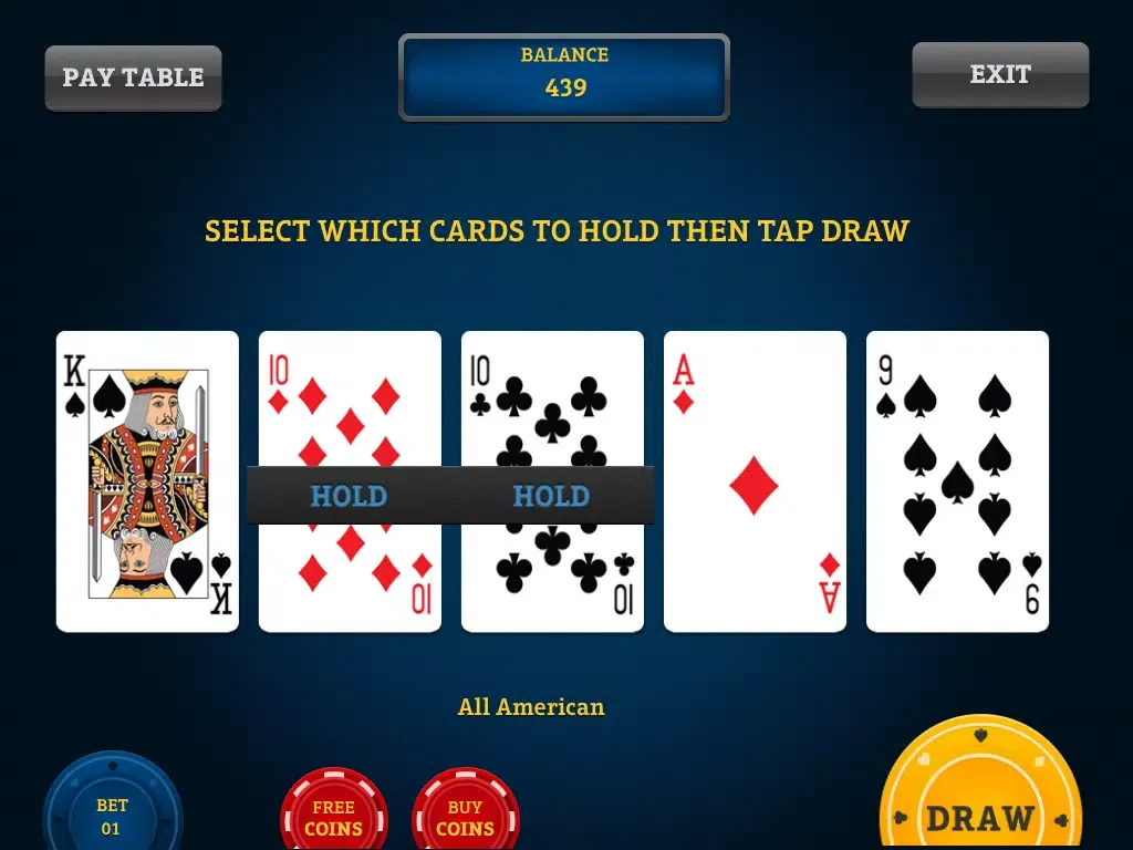 Royal Video Poker - All American, Jacks or Better, & Bonus Flush iPad  स्क्रीनशॉट