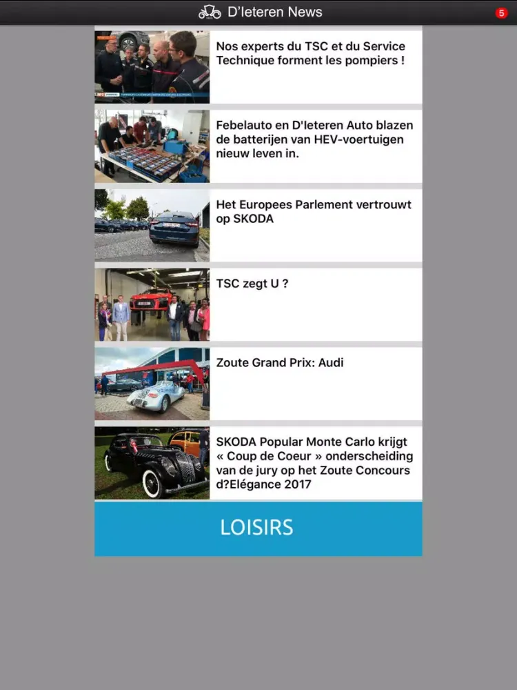 Ảnh chụp màn hình của D’Ieteren News iPad 