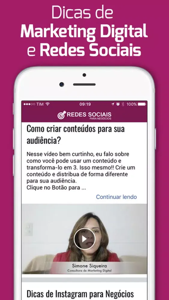 Capturas de pantalla de Redes Sociais para Negócios