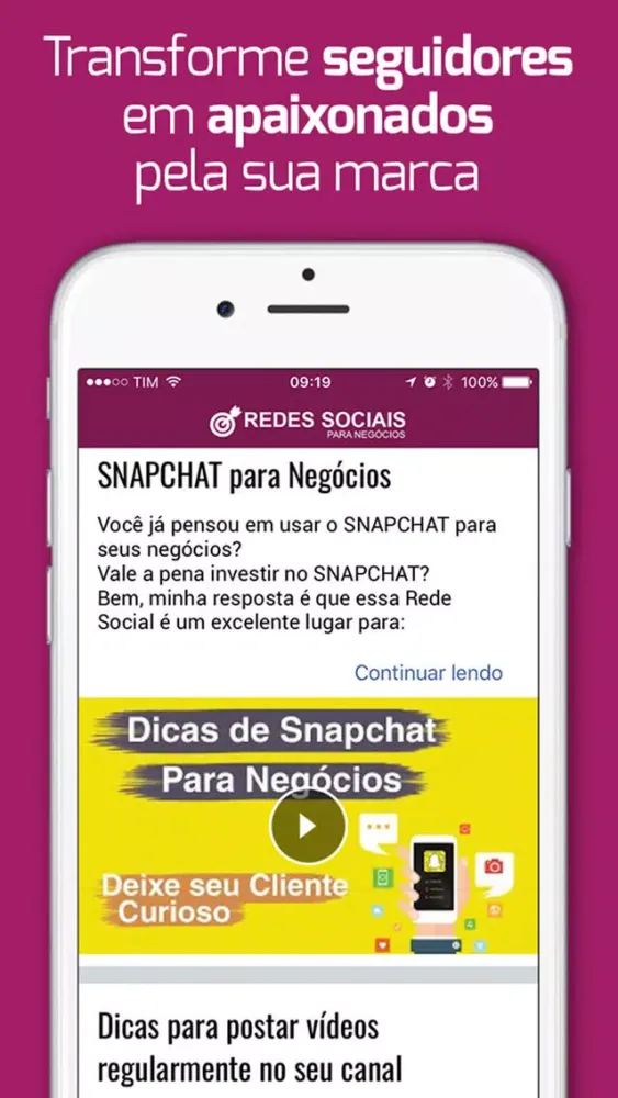 Capturas de pantalla de Redes Sociais para Negócios