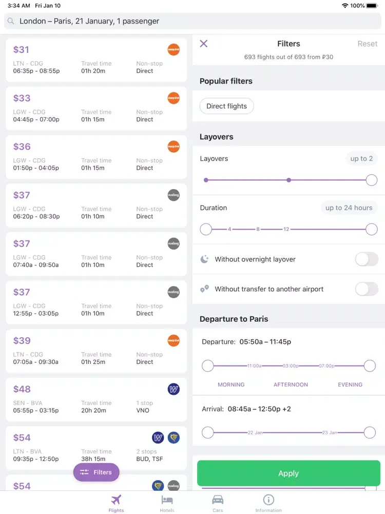 ภาพหน้าจอของ Fly & Fly - flight ticket iPad 