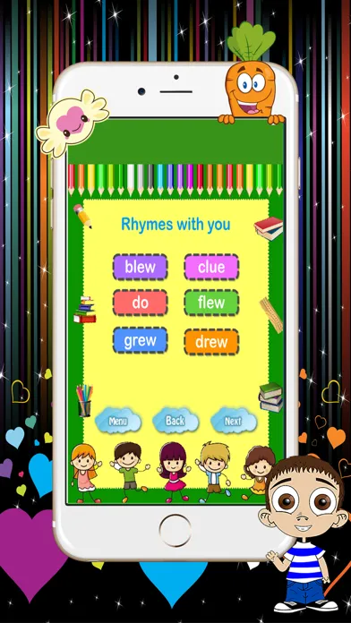 Capturas de tela do What Rhymes With Popular Words Fun Game Generator