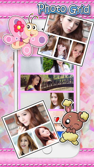 Cute Frame photo editor : plus sticker, filters, effects, grid, border stitch 스크린샷