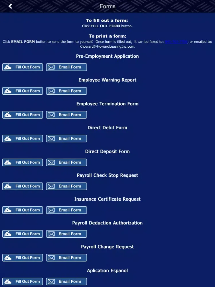 Howard PEO Screenshots