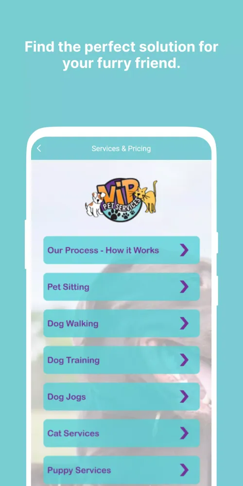 Tangkapan skrin VIP Pet Services