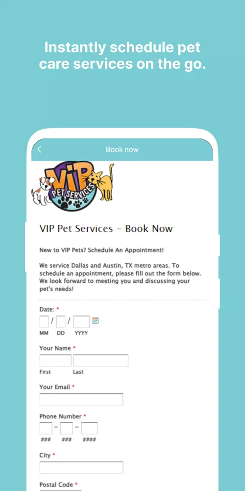 Tangkapan skrin VIP Pet Services