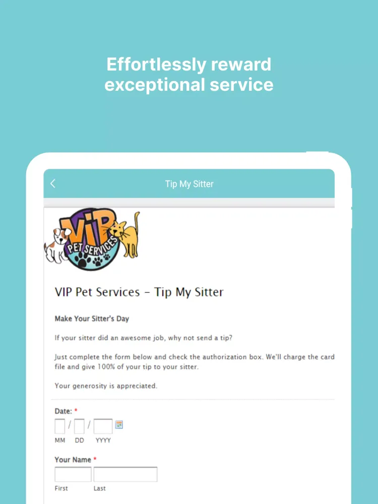 Tangkapan skrin VIP Pet Services